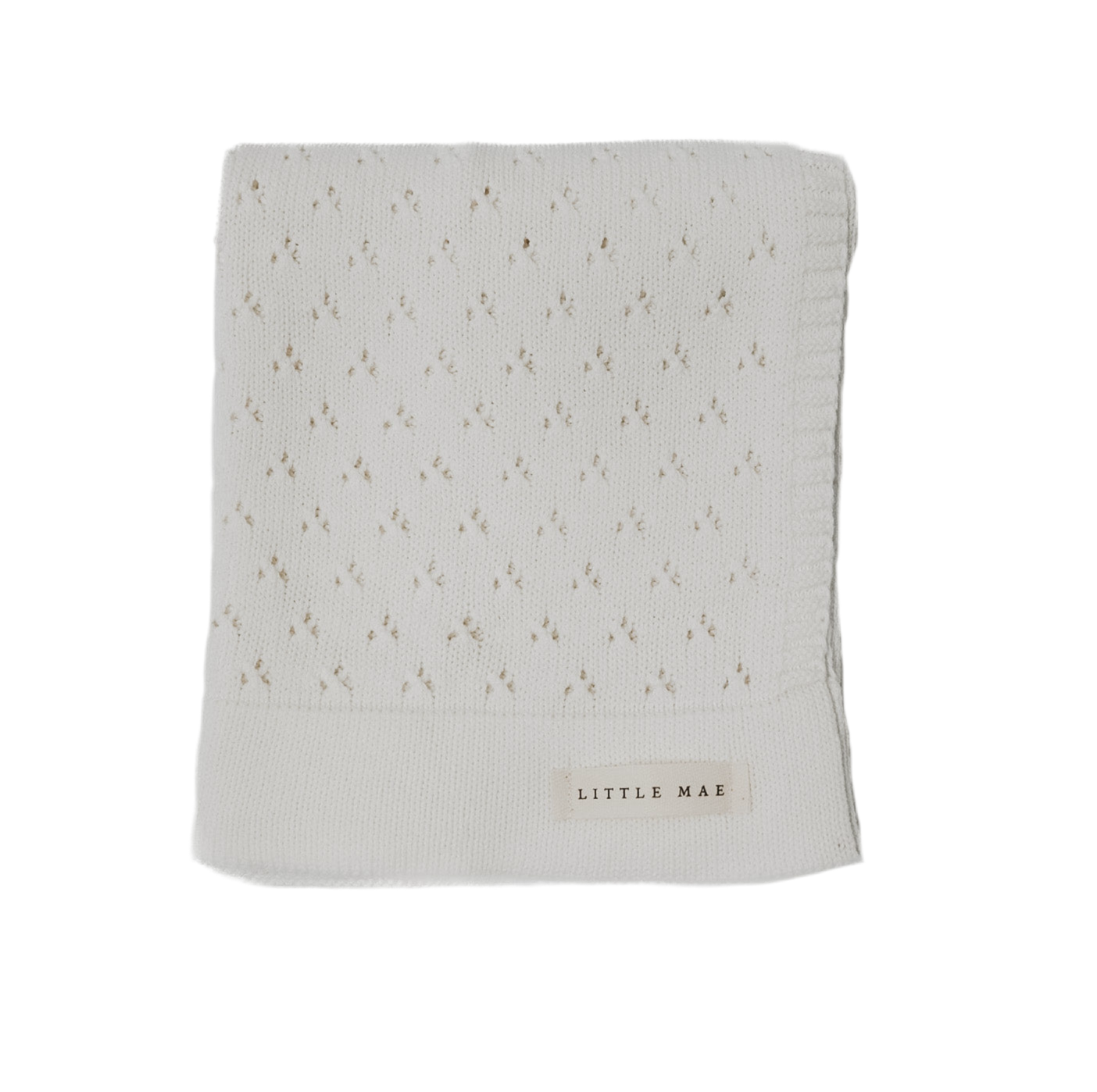 Vanilla White Pointelle Knit Blanket