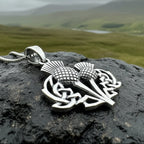 Maisie Double Scottish Thistle Necklace in Sterling Silver