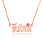 Libra Script Necklace With Swarovski Birthstone