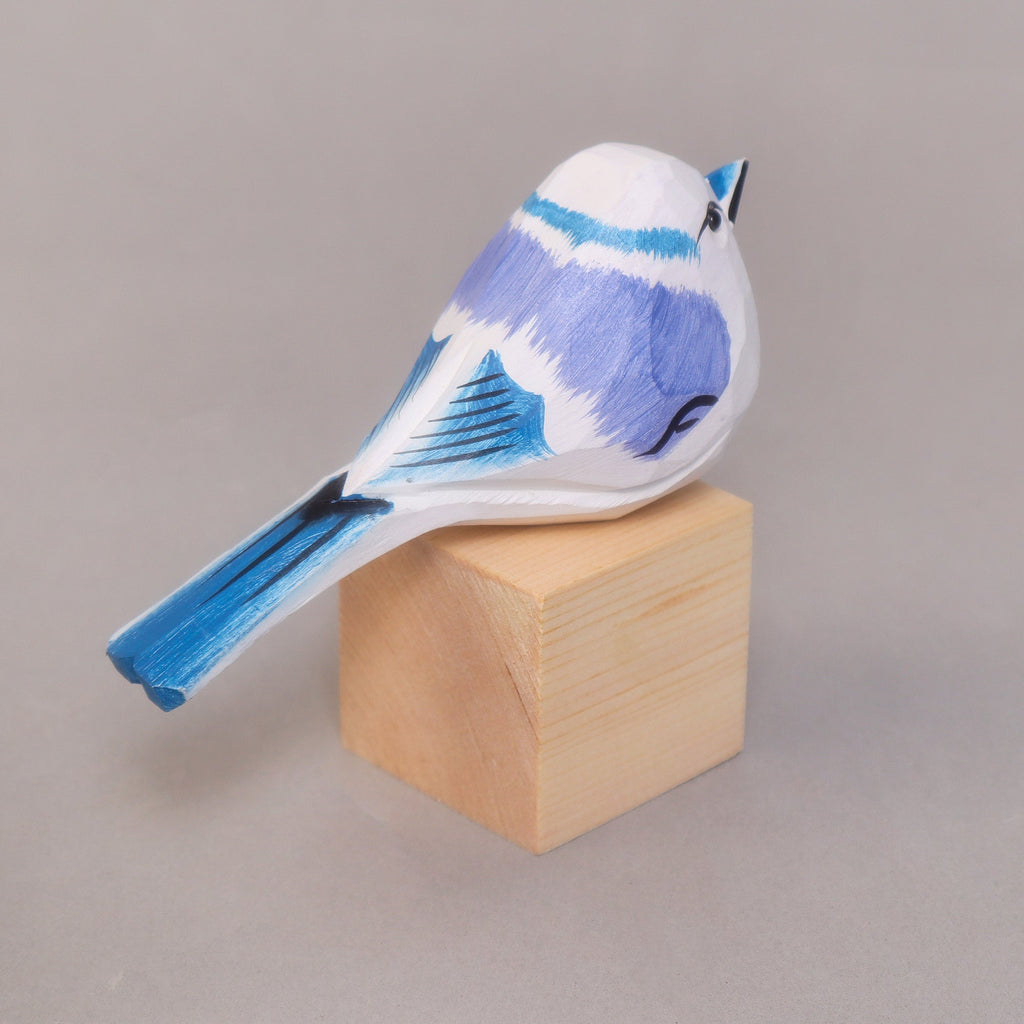Hand-Carved Wooden Bird Figurine – White