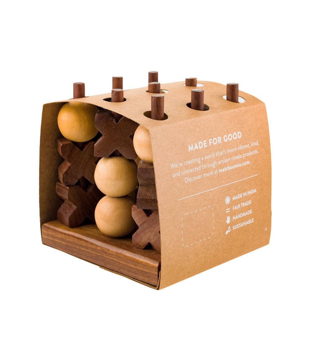 3D Tic Tac Toe Game Set - Handcrafted Wood PL La Vie Bien 3D Tic Tac Toe Game Set - Handcrafted Wood