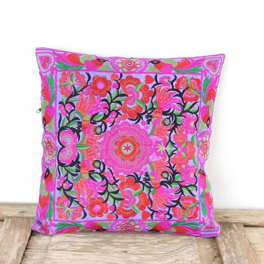 Hmong Bird Embroidered Pillow Cover - Thailand