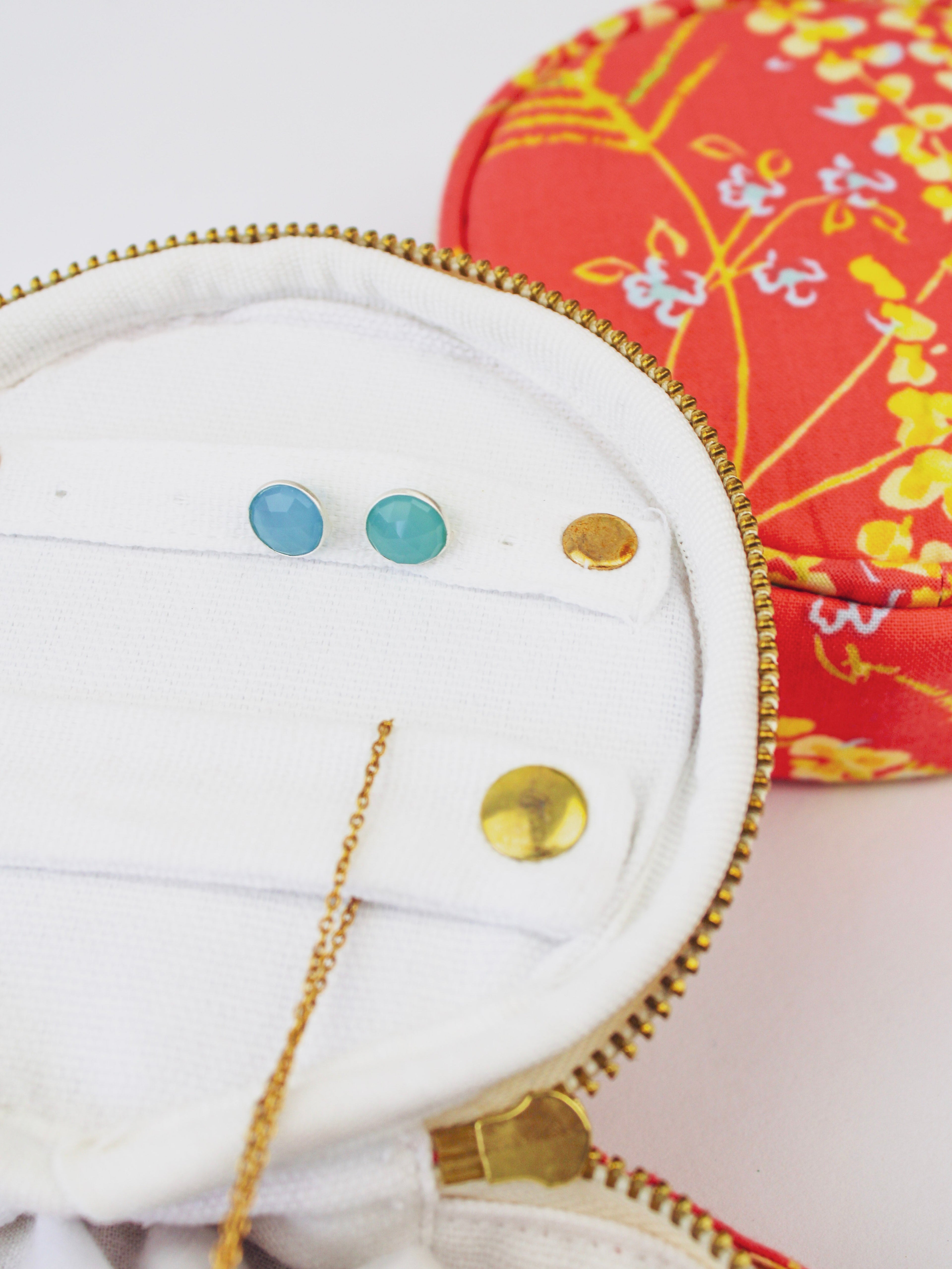 Coral Meadow Flowers Jewelry Pouch