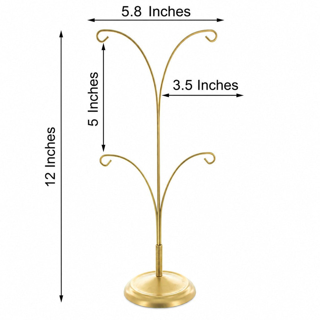 4-Arm Tree Branch Gold Metal Ornament Display Stand 12 Inches Ornament Stands La Vie Bien 4-Arm Tree Branch Gold Metal Ornament Display Stand 12 Inches