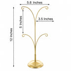 4-Arm Tree Branch Gold Metal Ornament Display Stand 12 Inches Ornament Stands La Vie Bien 4-Arm Tree Branch Gold Metal Ornament Display Stand 12 Inches