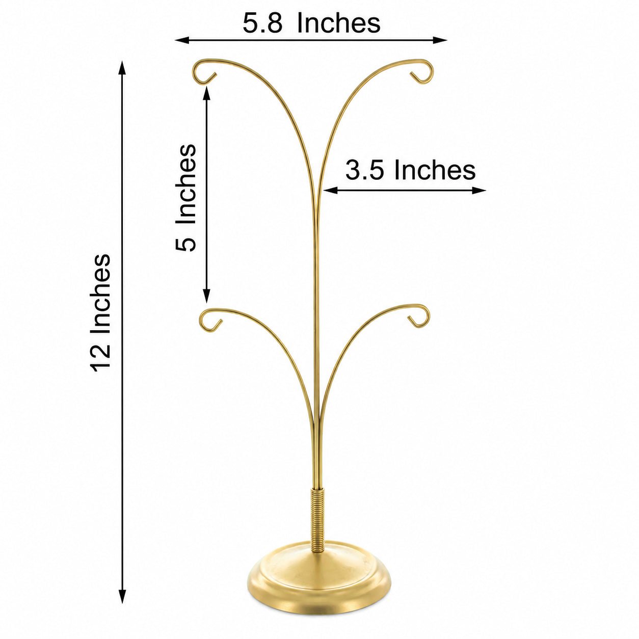 4-Arm Tree Branch Gold Metal Ornament Display Stand 12 Inches Ornament Stands La Vie Bien 4-Arm Tree Branch Gold Metal Ornament Display Stand 12 Inches