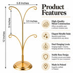 4-Arm Tree Branch Gold Metal Ornament Display Stand 12 Inches Ornament Stands La Vie Bien 4-Arm Tree Branch Gold Metal Ornament Display Stand 12 Inches