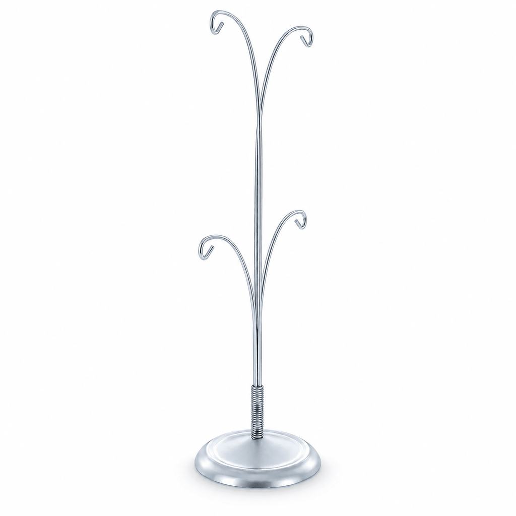 4-Arm Tree Branch Silver Metal Ornament Display Stand 12 Inches Ornament Stands La Vie Bien 4-Arm Tree Branch Silver Metal Ornament Display Stand 12 Inches