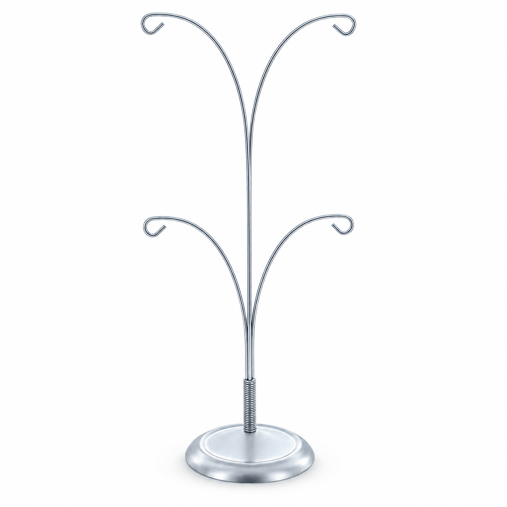 4-Arm Tree Branch Silver Metal Ornament Display Stand 12 Inches Ornament Stands La Vie Bien 4-Arm Tree Branch Silver Metal Ornament Display Stand 12 Inches