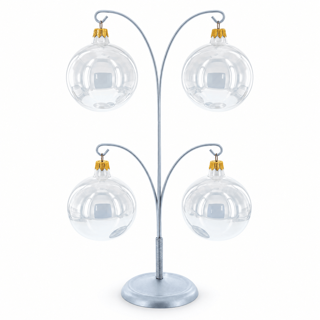 4-Arm Tree Branch Silver Metal Ornament Display Stand 12 Inches Ornament Stands La Vie Bien 4-Arm Tree Branch Silver Metal Ornament Display Stand 12 Inches