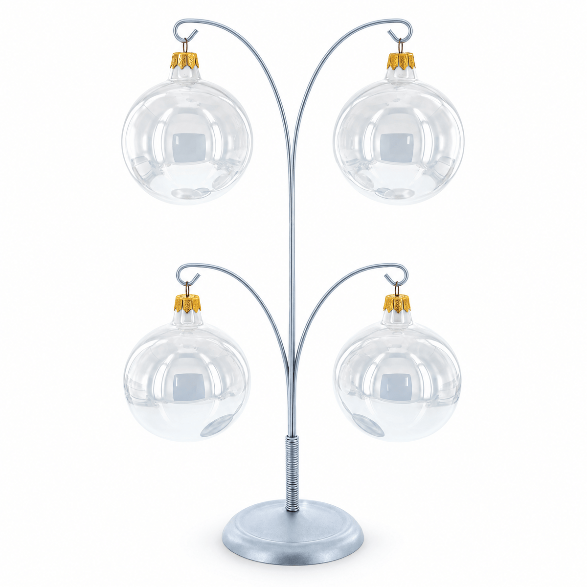 4-Arm Tree Branch Silver Metal Ornament Display Stand 12 Inches Ornament Stands La Vie Bien 4-Arm Tree Branch Silver Metal Ornament Display Stand 12 Inches