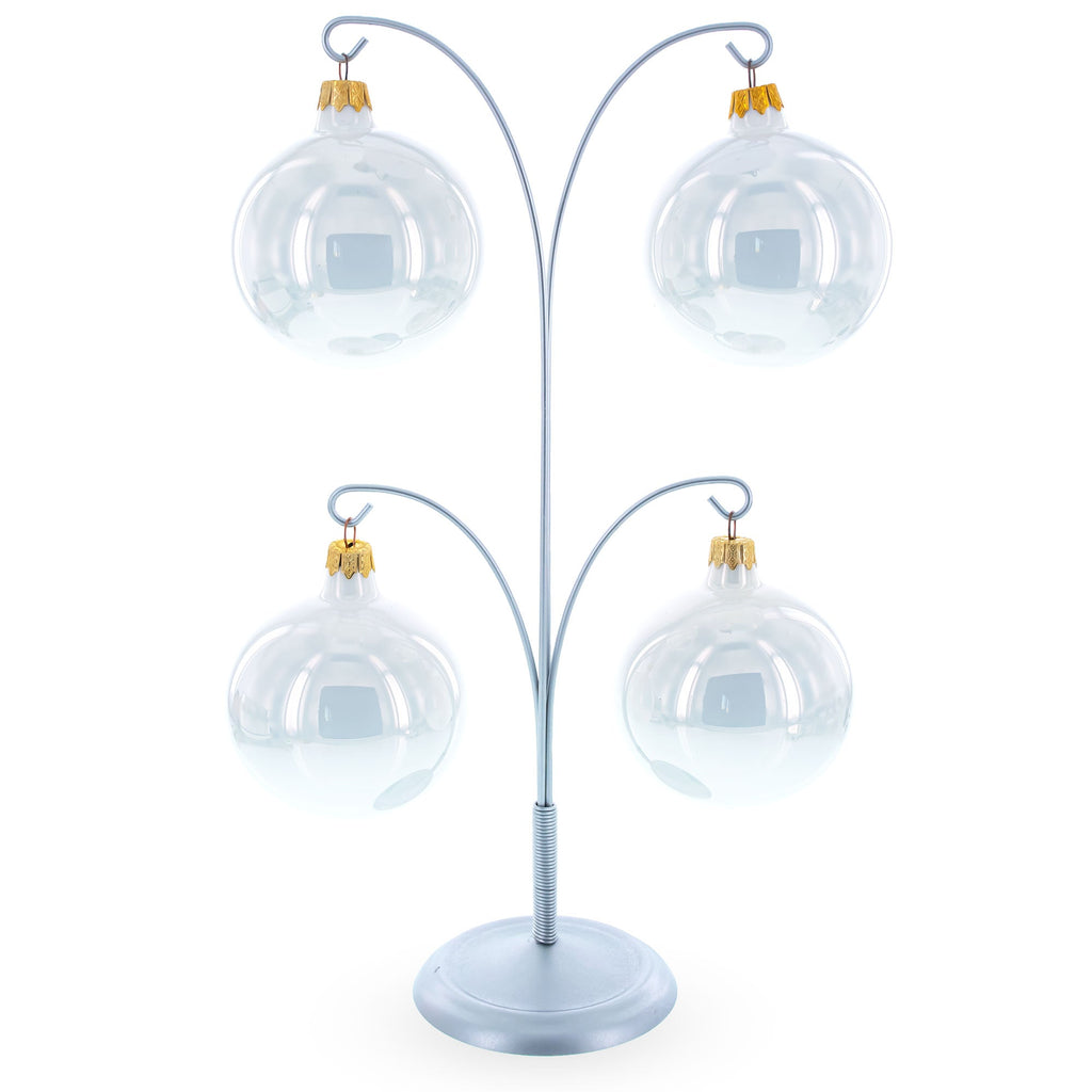 4-Arm Tree Branch Silver Metal Ornament Display Stand 12 Inches Ornament Stands La Vie Bien 4-Arm Tree Branch Silver Metal Ornament Display Stand 12 Inches