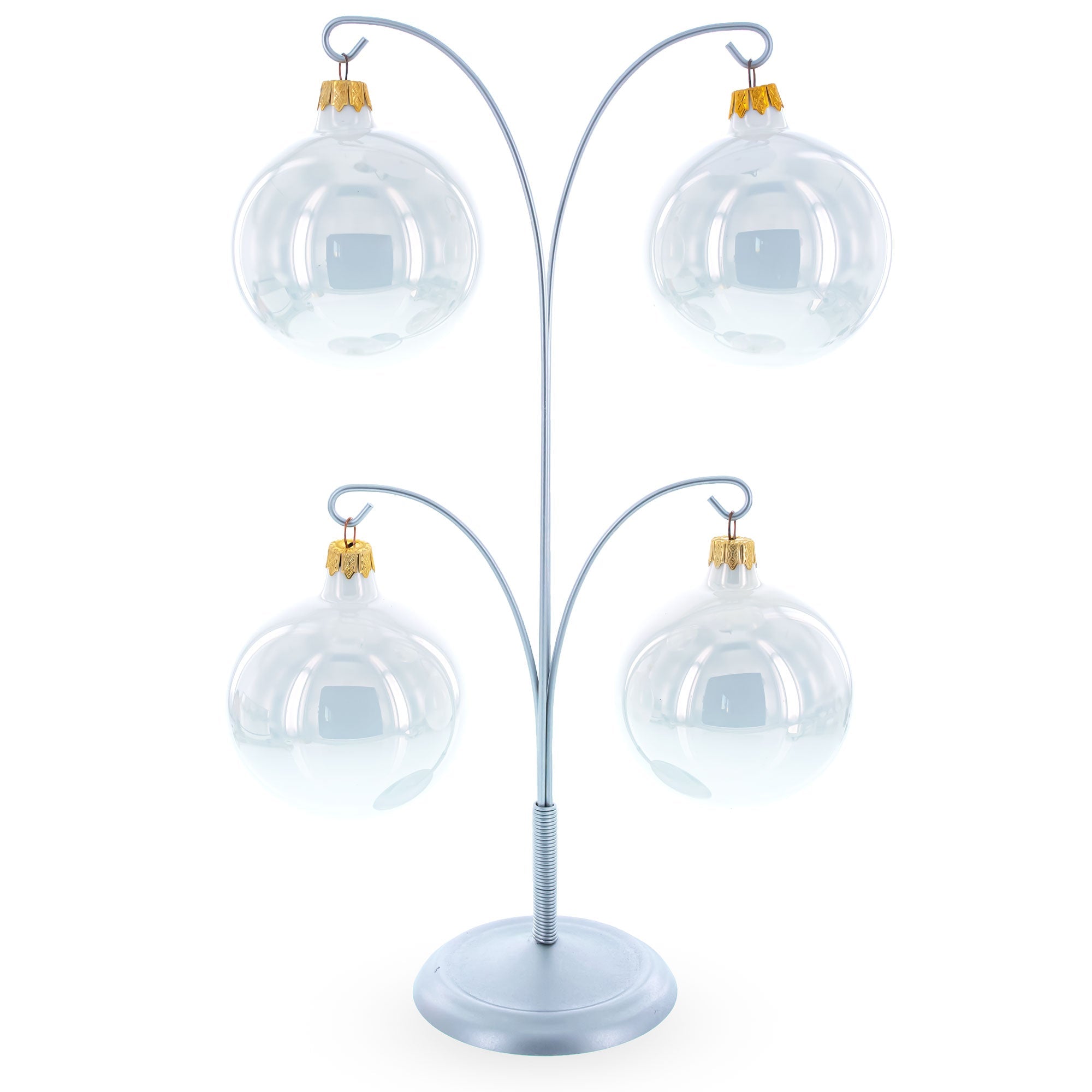 4-Arm Tree Branch Silver Metal Ornament Display Stand 12 Inches Ornament Stands La Vie Bien 4-Arm Tree Branch Silver Metal Ornament Display Stand 12 Inches