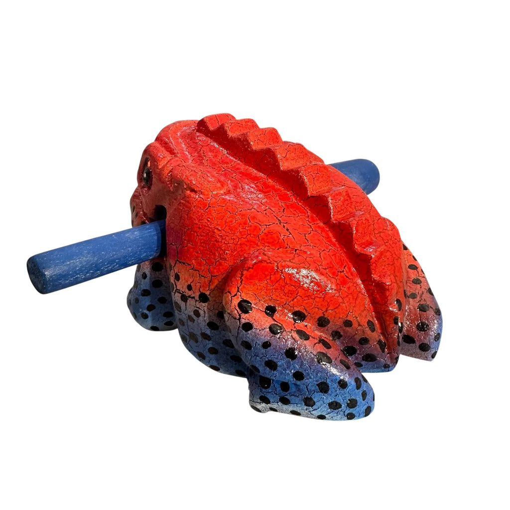 4" Wooden Musical Frog - Red Dart Design (Percussion Instrument) by Music Frog Co
