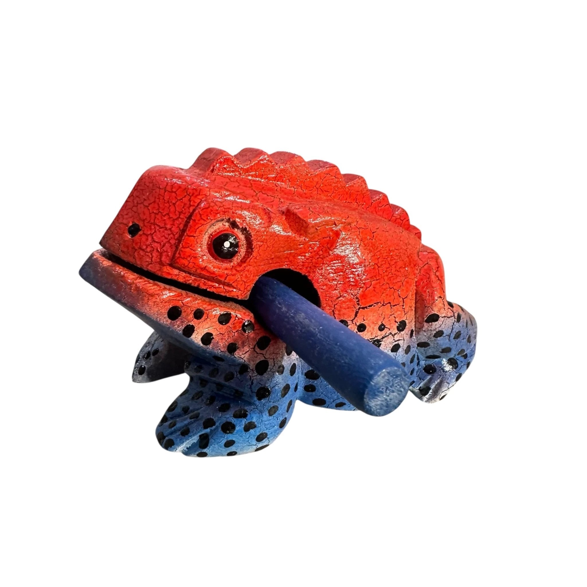 4" Wooden Musical Frog - Red Dart Design (Percussion Instrument) by Music Frog Co