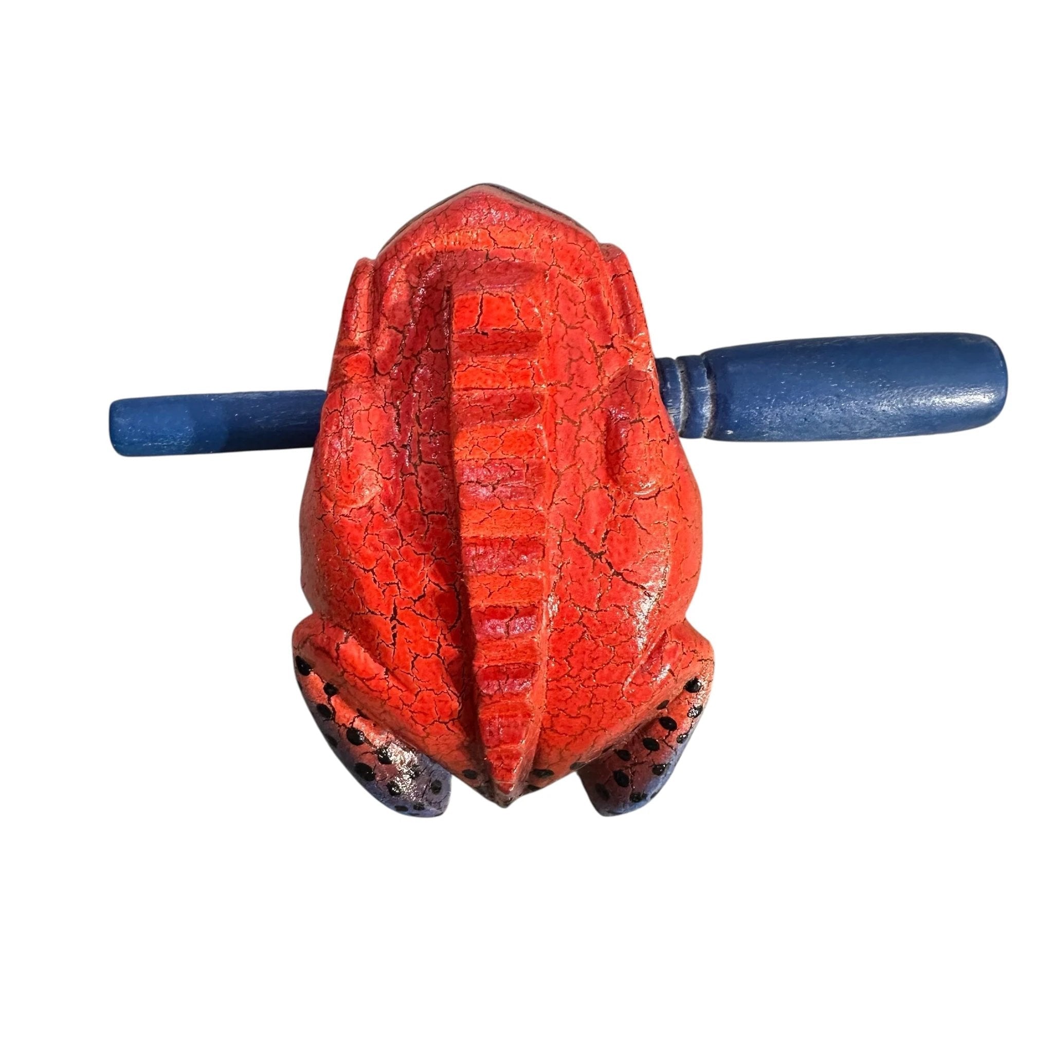 4" Wooden Musical Frog - Red Dart Design (Percussion Instrument) by Music Frog Co