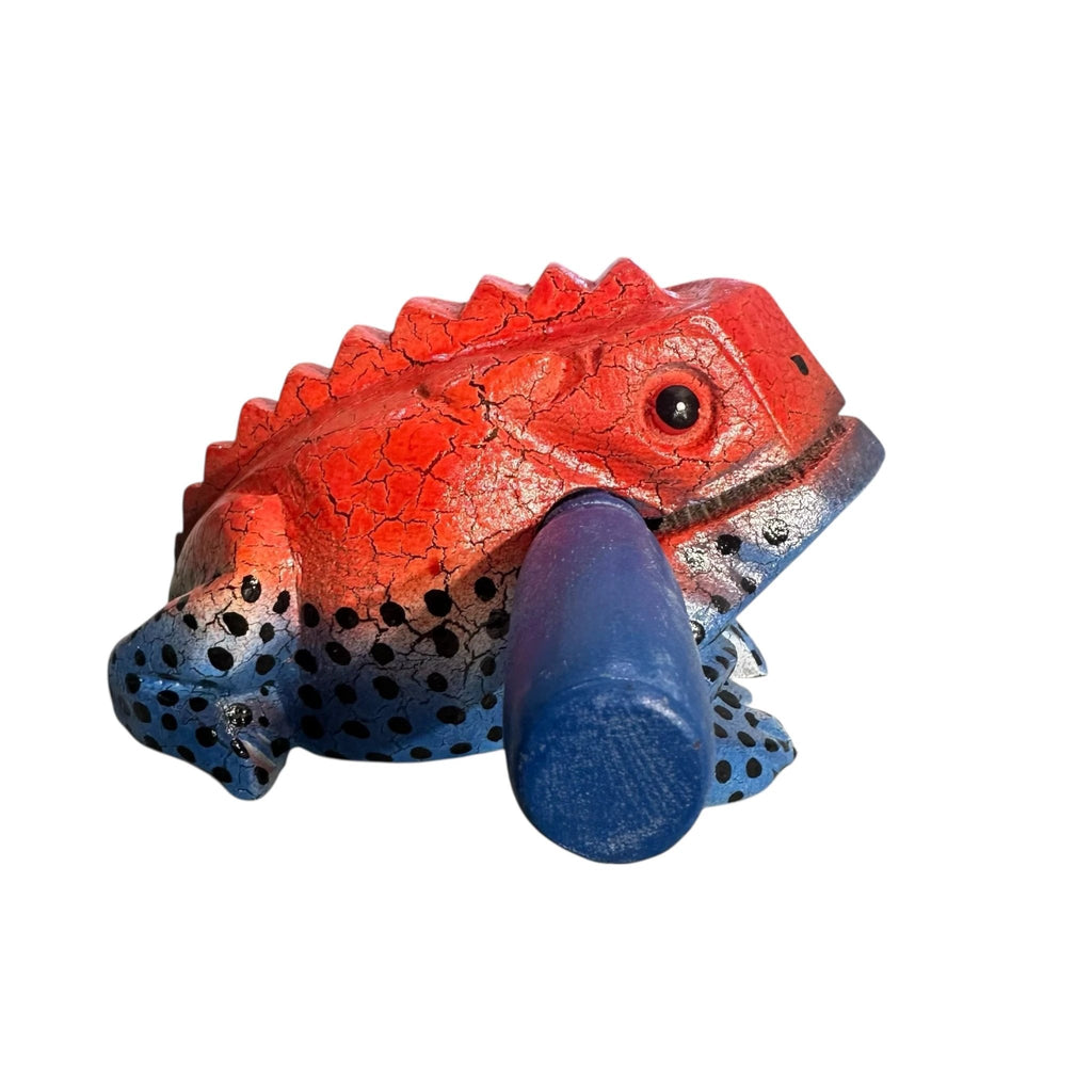 4" Wooden Musical Frog - Red Dart Design (Percussion Instrument) by Music Frog Co