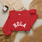 HOLA embroidered collegiate font Crewneck Sweatshirt - Gift for Spanish speakers
