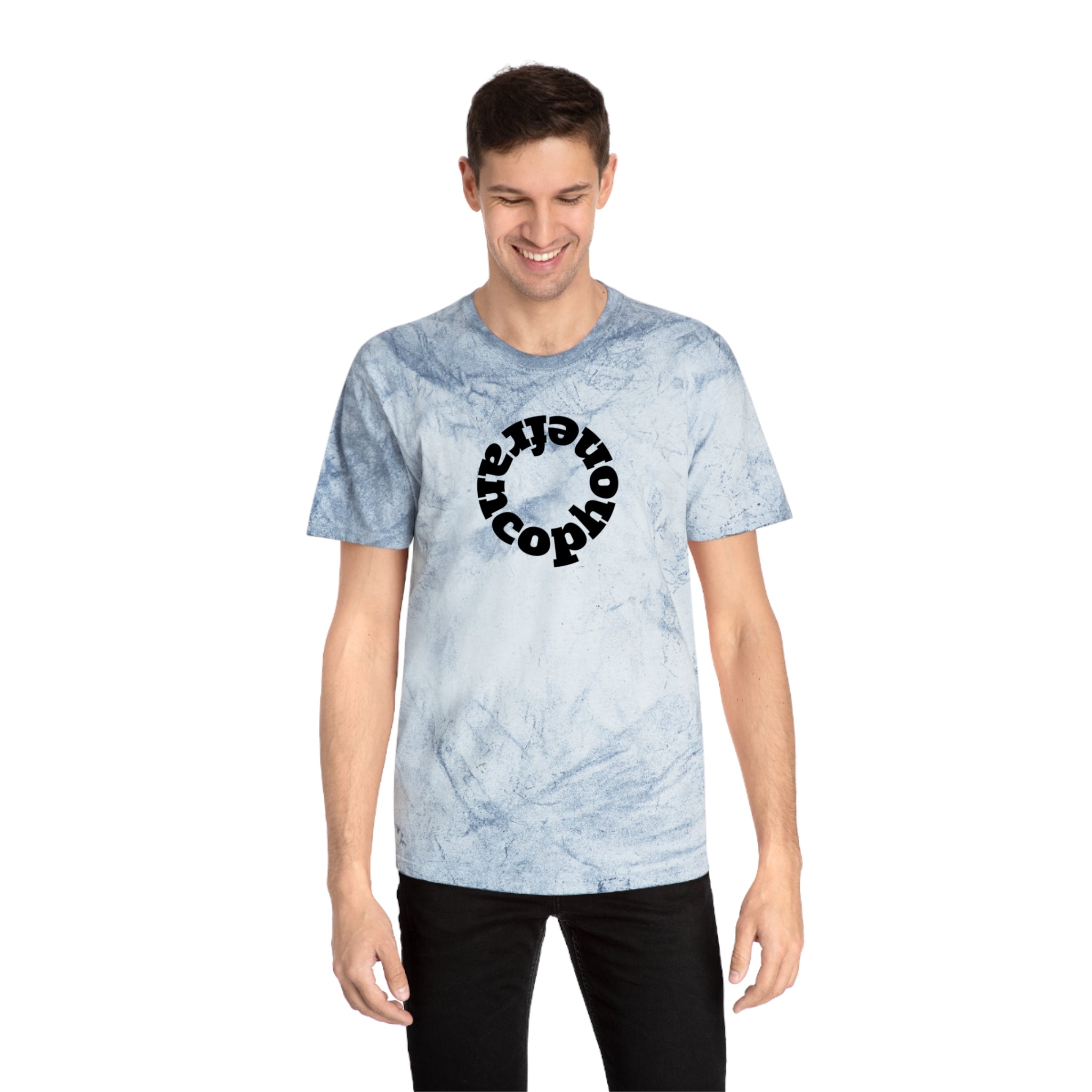 Francophone circular tye-dye tee shirt, retro unisex t-shirt for French language speakers