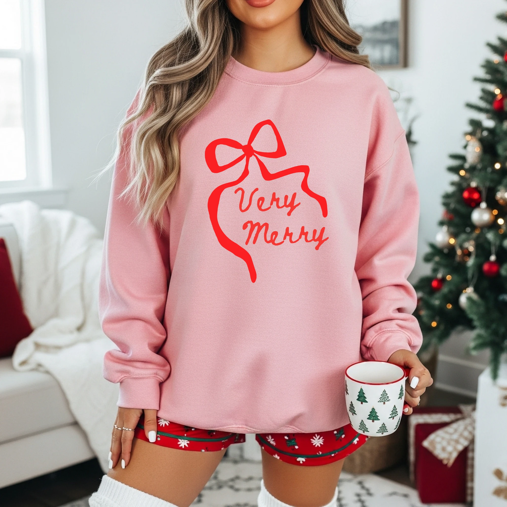 Very Merry adult crewneck sweatshirt, Christmas collection by Benny and Ray Apparel