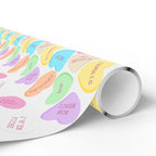 Sassy French Conversation candy Heart Wrapping Paper, Pastel Valentine Gift Wrap by Printify