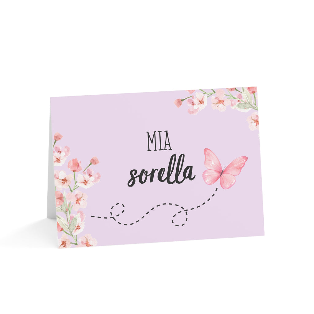 Italian sister Mia Sorella Floral Butterfly Greeting Card