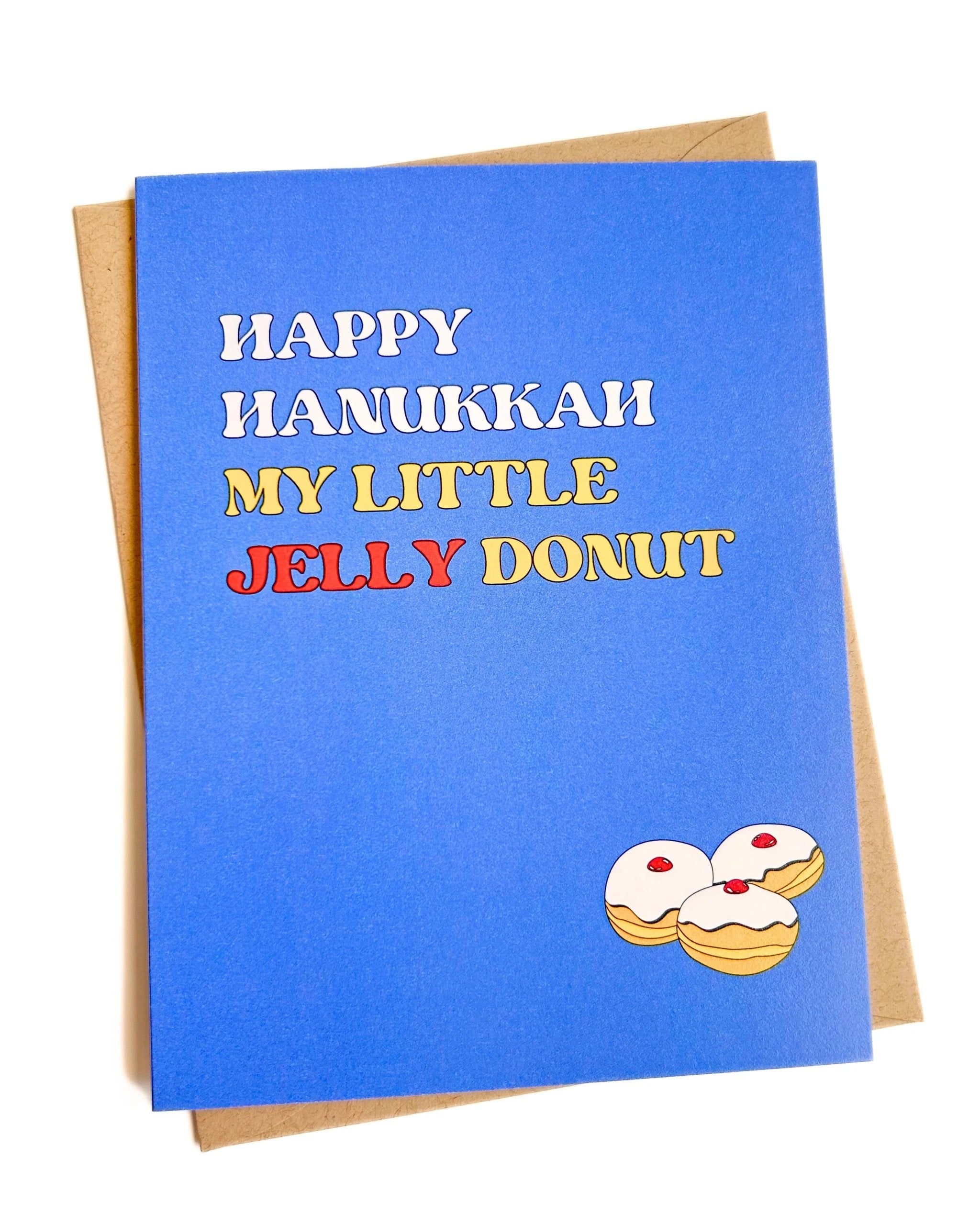 Jelly Donut Cute Hanukkah Card for Couples Romantic Holiday by Five Dot Post