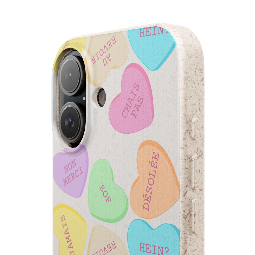 French Pastel Conversation Heart Biodegradable Phone Case (Eco-Friendly)