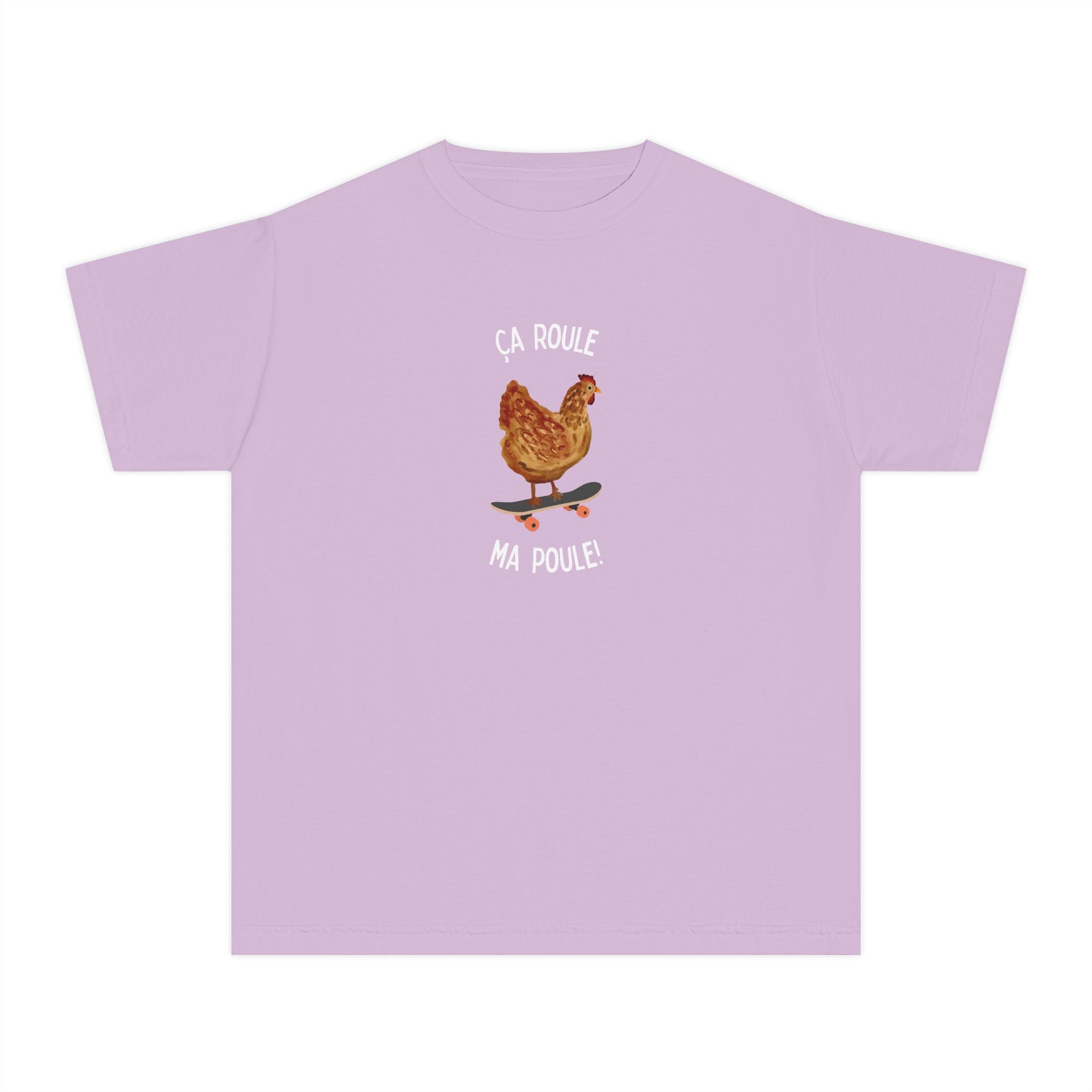 Kids funny French tee "Ça Roule Ma Poule", Youth T-Shirt, Cute Farm Animal Design