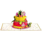 Tropical Birthday Cake Pop Up Card with Keepsake by Paper Love