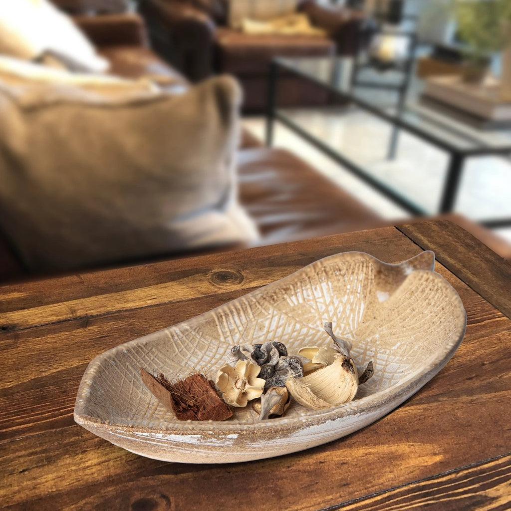 422 - Wood Leaf Shaped Tray Decorative Serving Platter Plate Dish Key Bowl Entryway by Porto Boutique