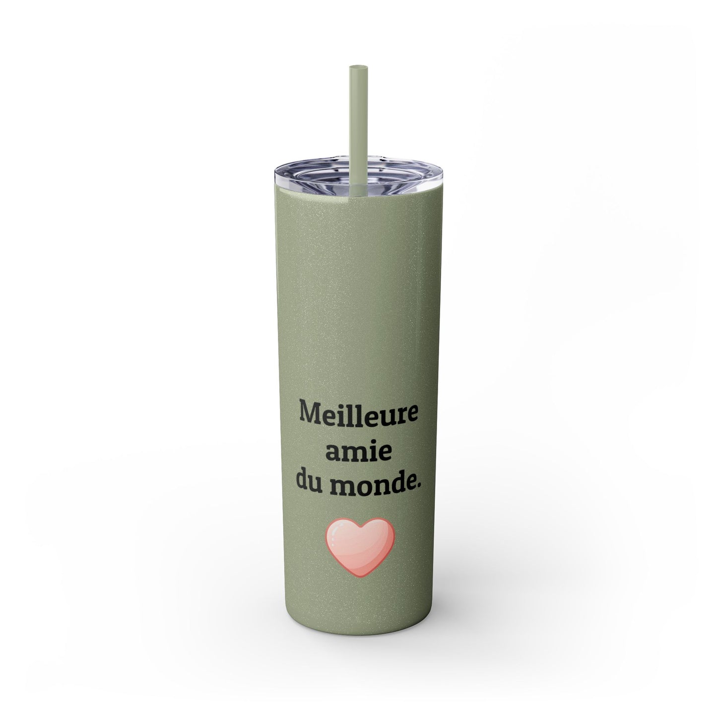 Meilleure amie du monde Skinny Tumbler with Straw, 20oz
