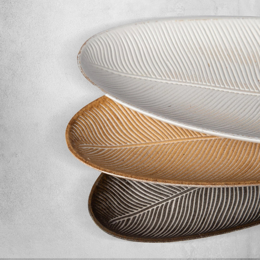 423 - Leaf Design Wood Tray - Elegant Jewelry Plate Tray with Intricate Leaf Design - Decorative Centerpiece for Home, Kitchen, and Events by Porto Boutique