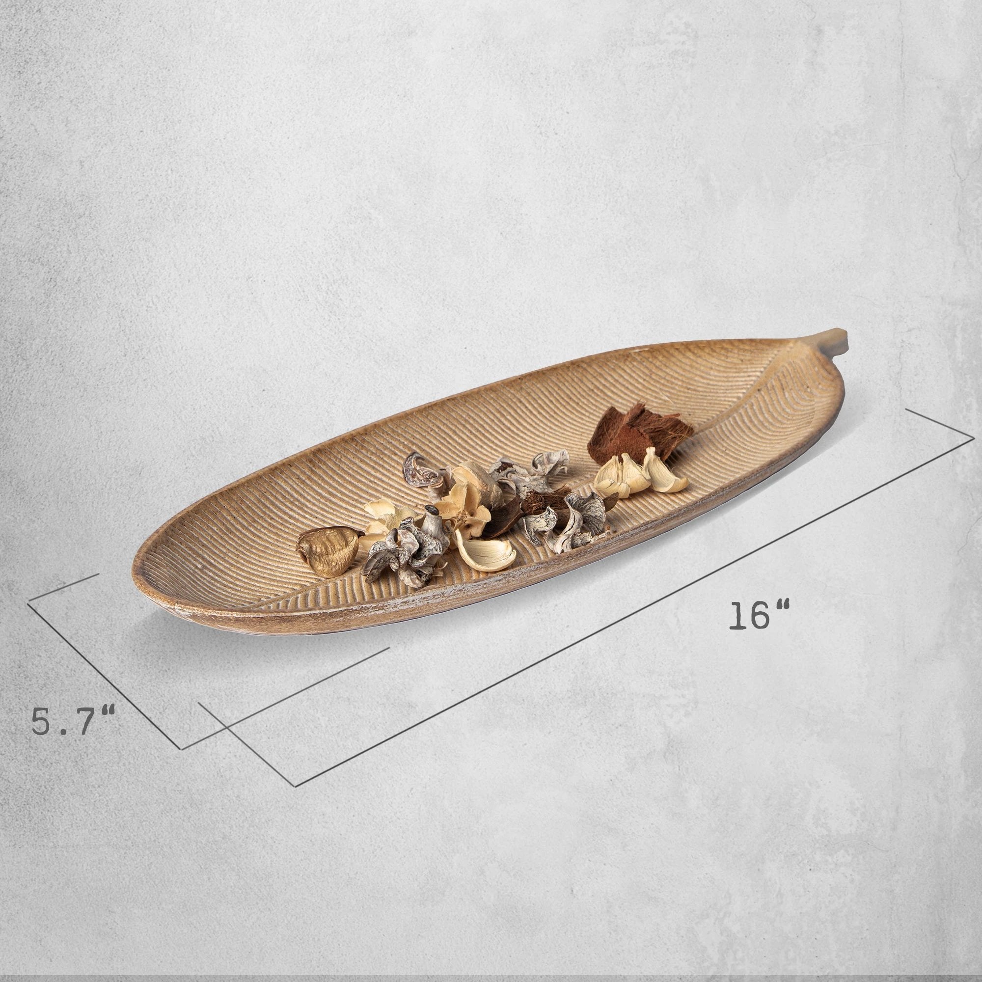 423 - Leaf Design Wood Tray - Elegant Jewelry Plate Tray with Intricate Leaf Design - Decorative Centerpiece for Home, Kitchen, and Events by Porto Boutique
