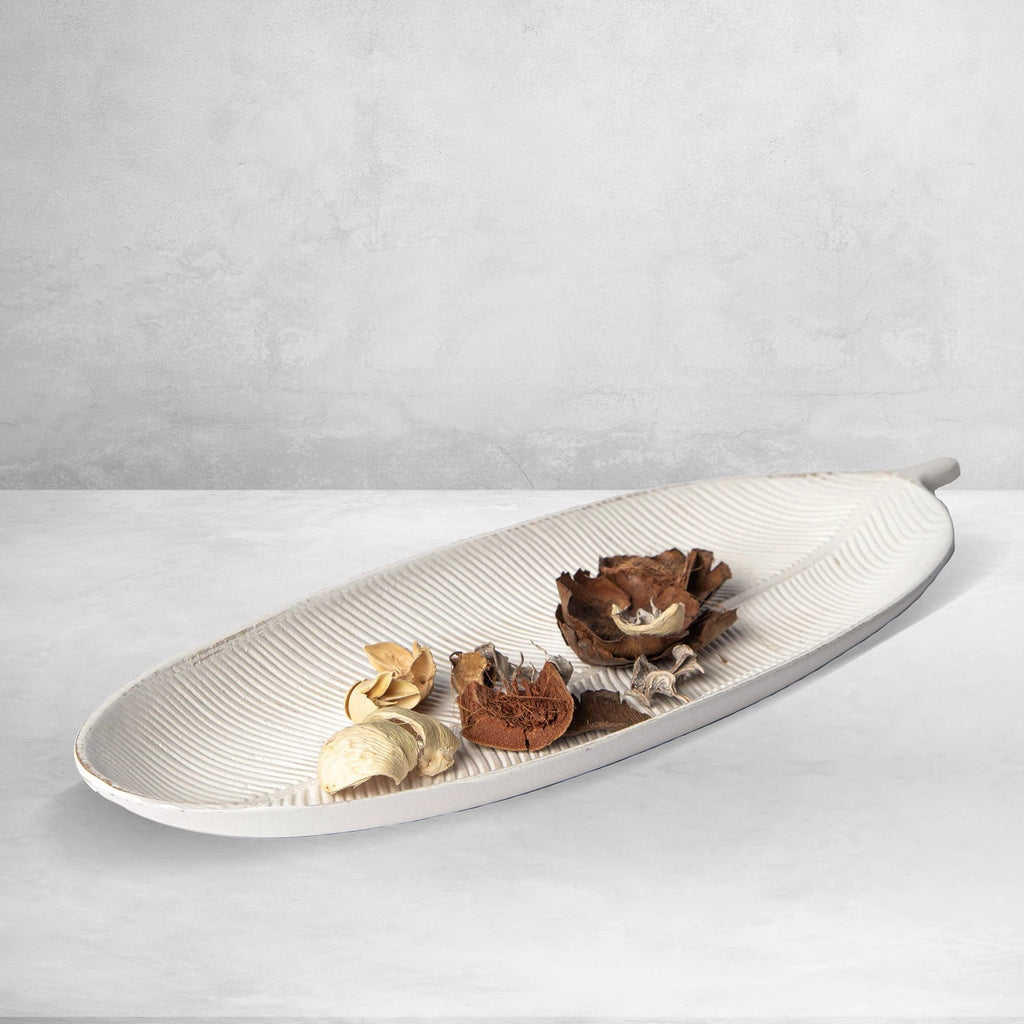 423 - Leaf Design Wood Tray - Elegant Jewelry Plate Tray with Intricate Leaf Design - Decorative Centerpiece for Home, Kitchen, and Events by Porto Boutique