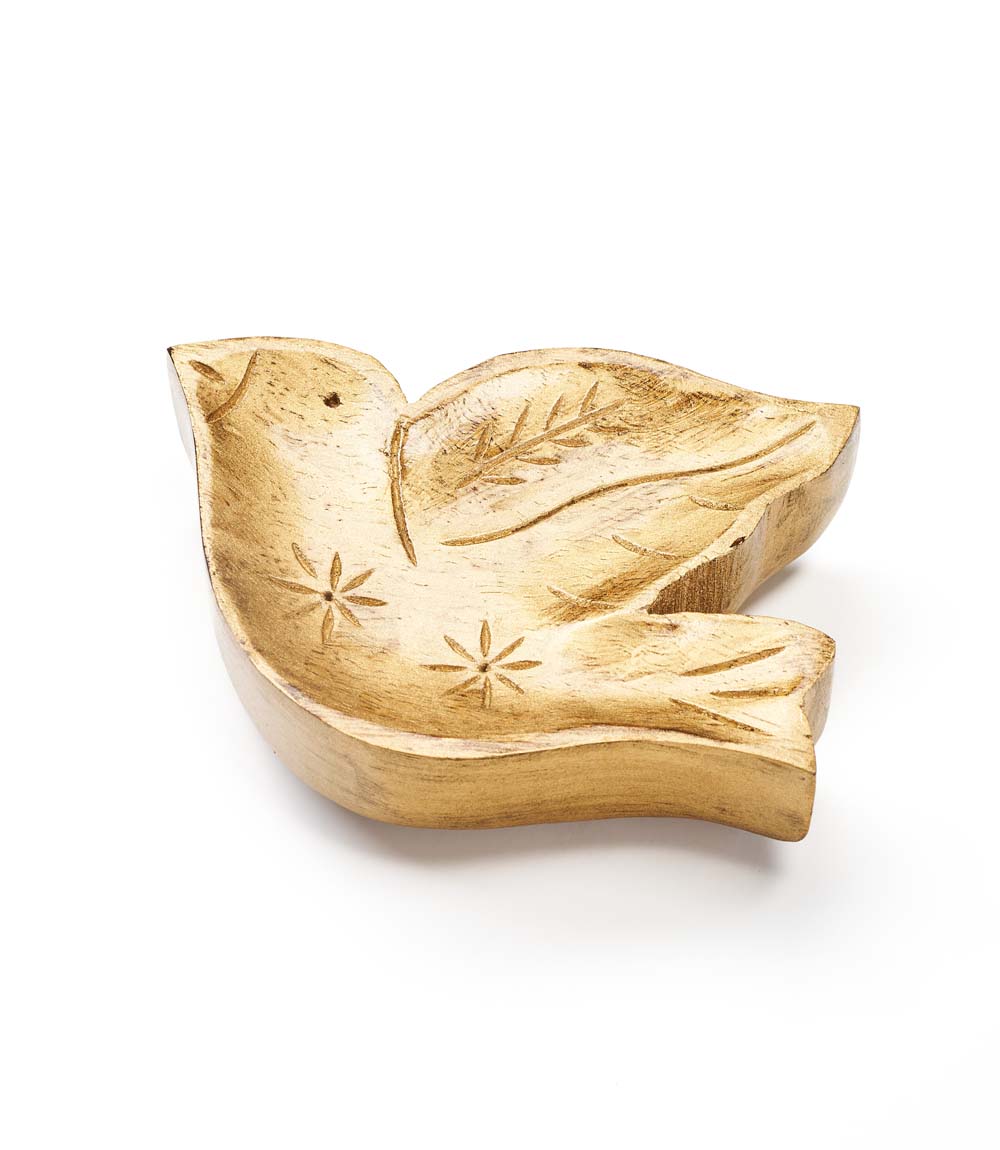 Chamak Bird Jewelry Tray - Metallic Painted Wood
