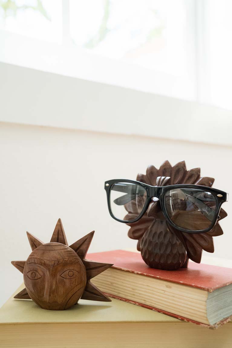 Peacock Glasses Holder Stand - Handcrafted Wood