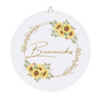 Bienvenidos Sunflower Welcome Sign for Front Door by Printify