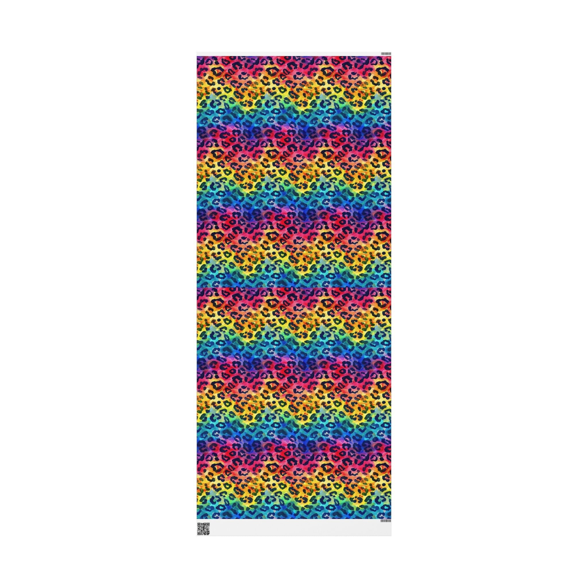 Bespattered Facade Rainbow Watercolor Leopard Wrapping Paper | Three Sizes | Glossy or Matte