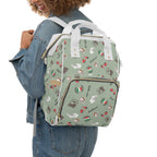 Italian chic Pattern Diaper Backpack with espresso, scooter, Italian flag, and Italian phrases