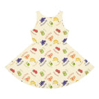 French Fruits Pattern children's Sundress, peaches kiwi bananas grapes girls sleeveless dress by Printify