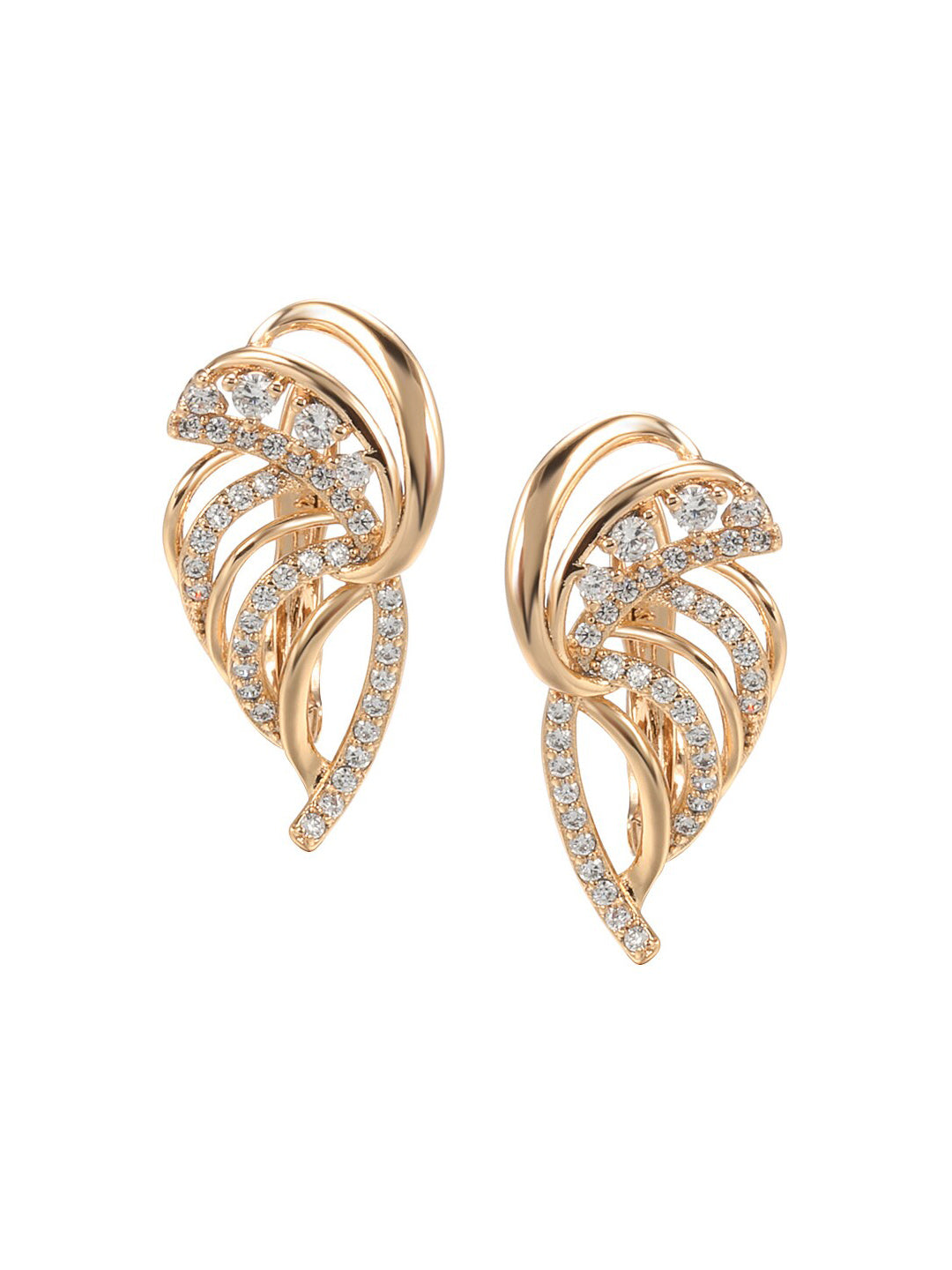 Shining Diva Gold-Polished Rose Zircon Earrings
