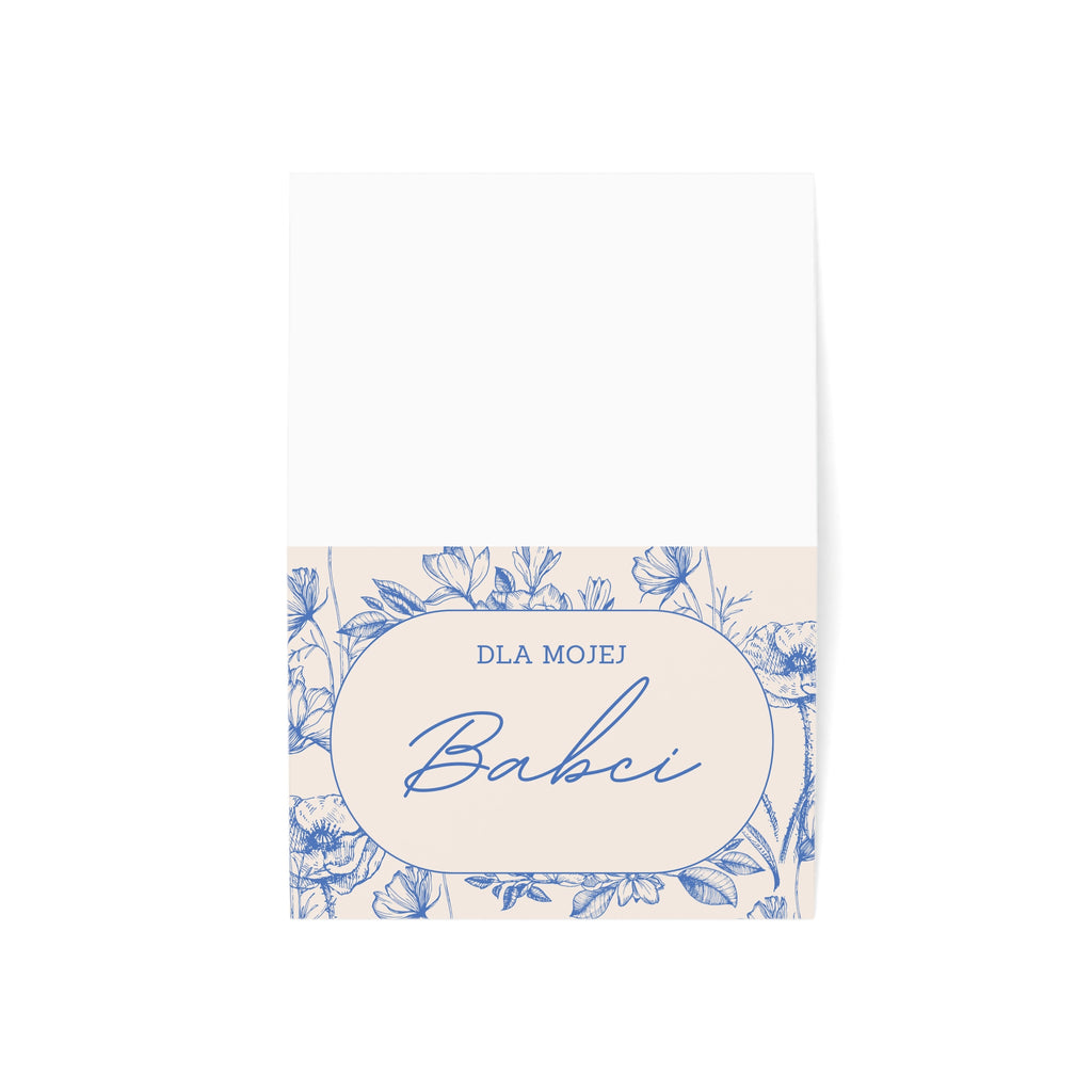 Dla Mojej Babci Polish Floral Grandmother Greeting Card for birthdays or special occasions, blank inside with envelope