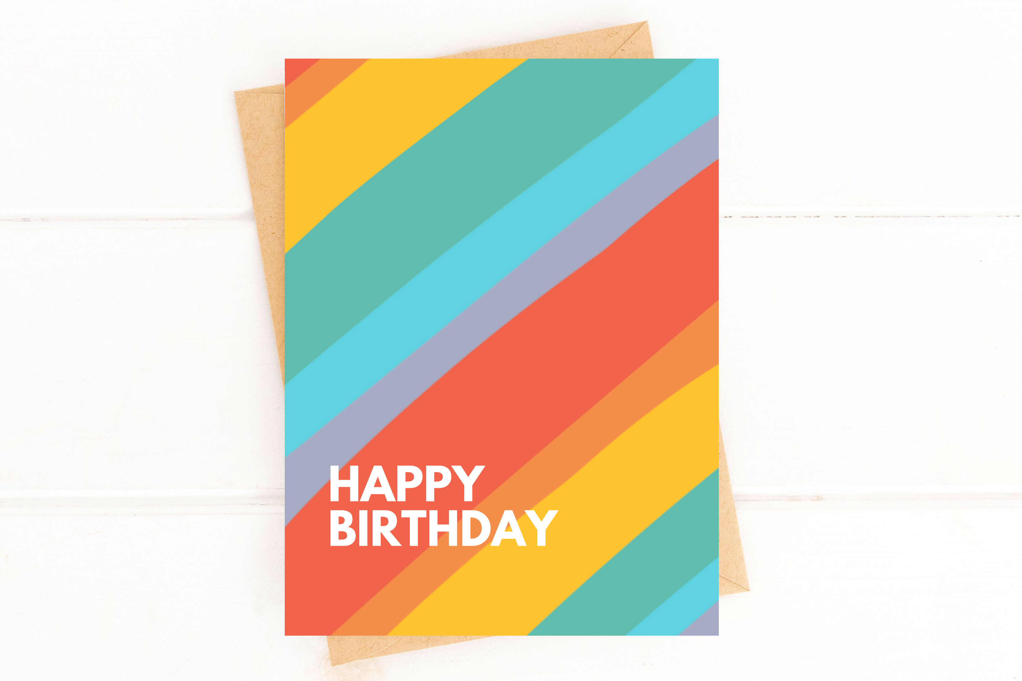 Happy Birthday Rainbow Stripes Birthday Card