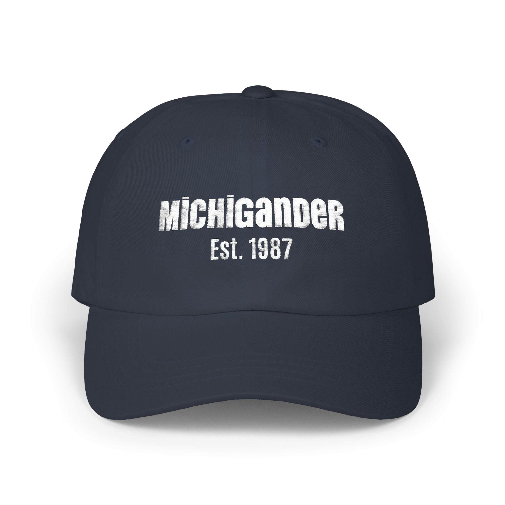 Customizable Michigander Est. 1987 Dad Cap, embroidered