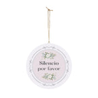 Silencio por favor hanging wooden wall sign by Printify