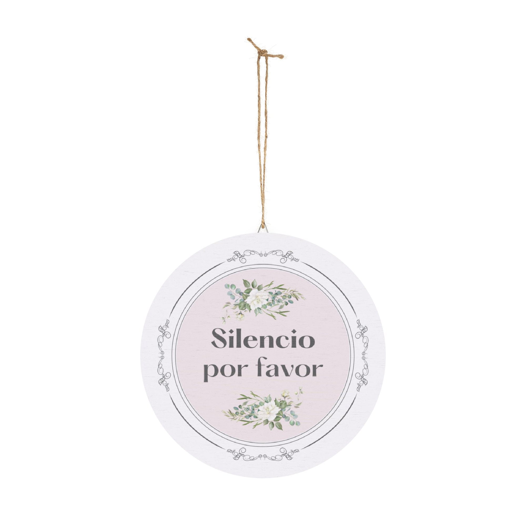 Silencio por favor hanging wooden wall sign