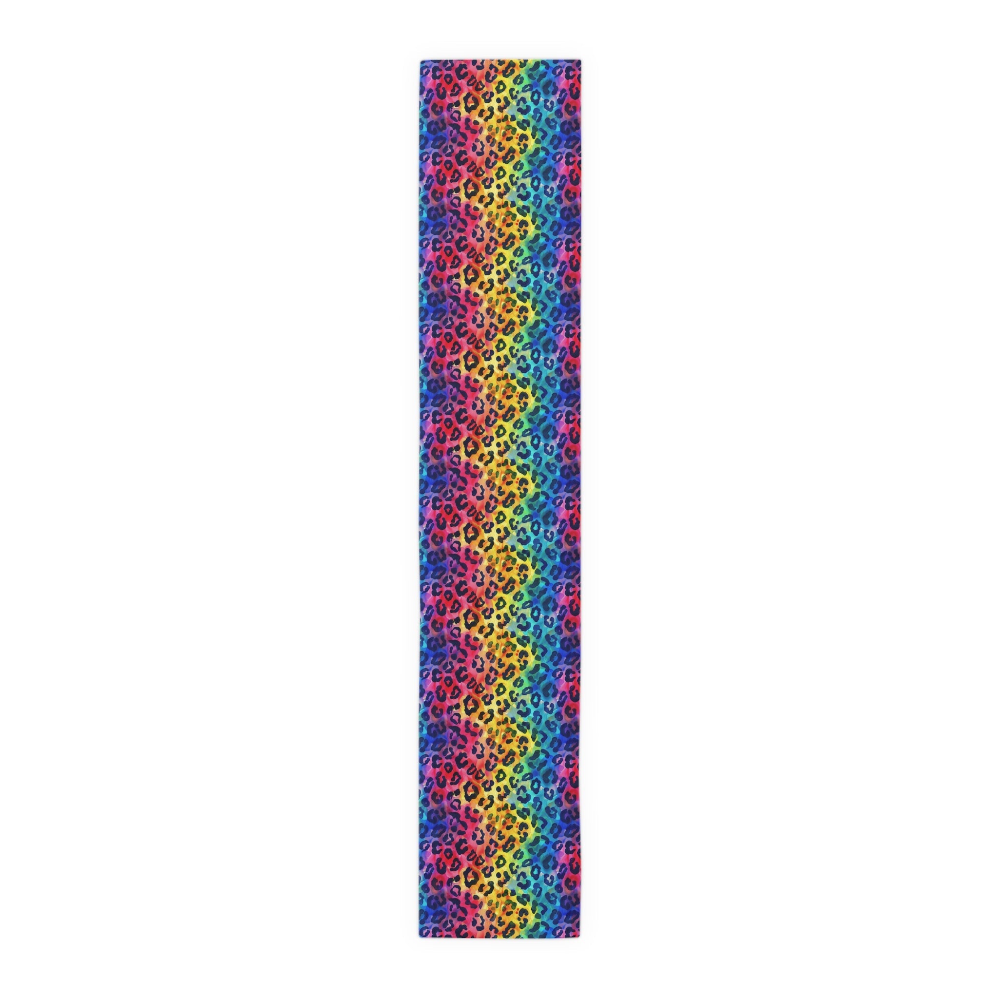 Bespattered Facade Rainbow Watercolor Leopard Table Runner (2 sizes)