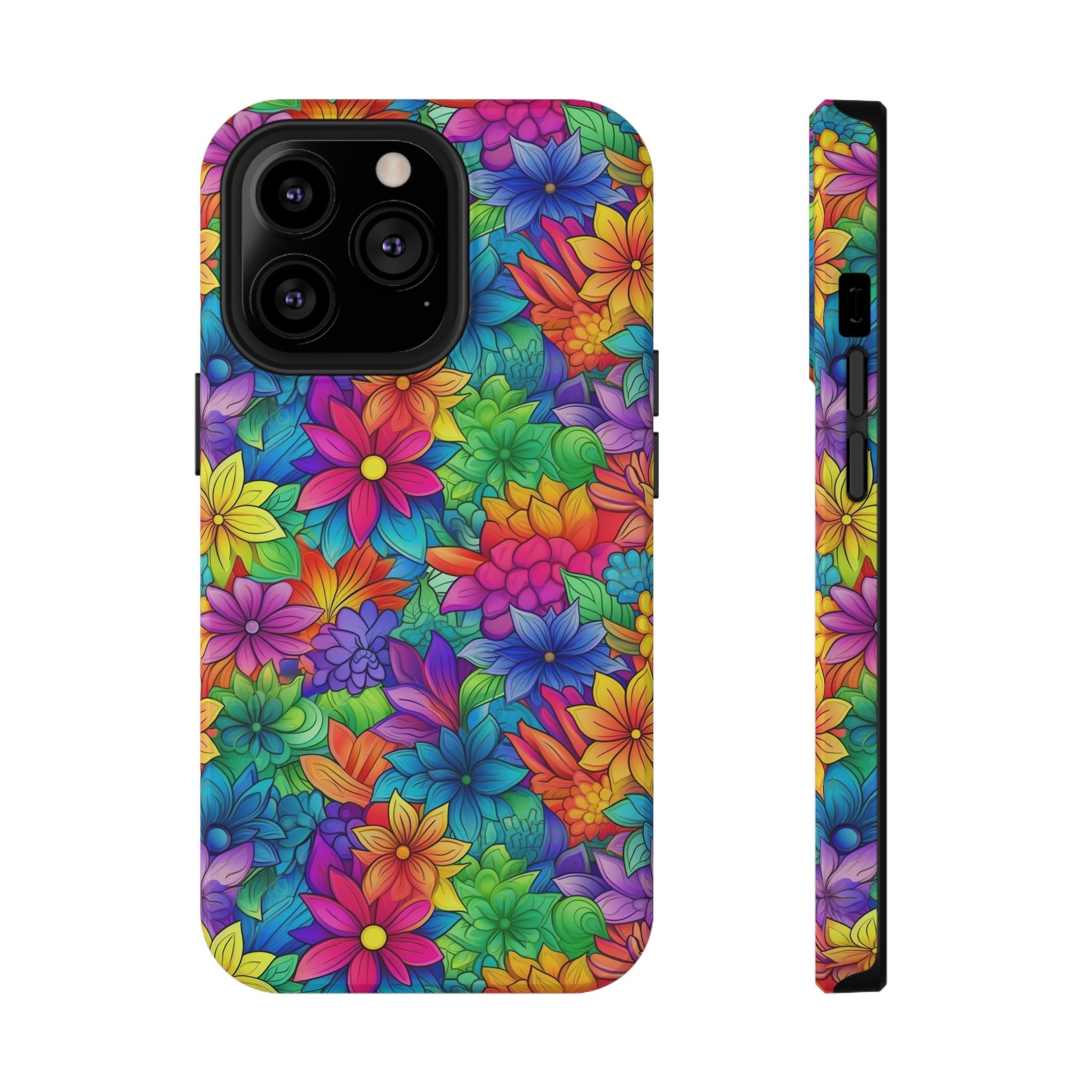 Bespattered Facade Bright Rainbow Flowers Impact-Resistant Case