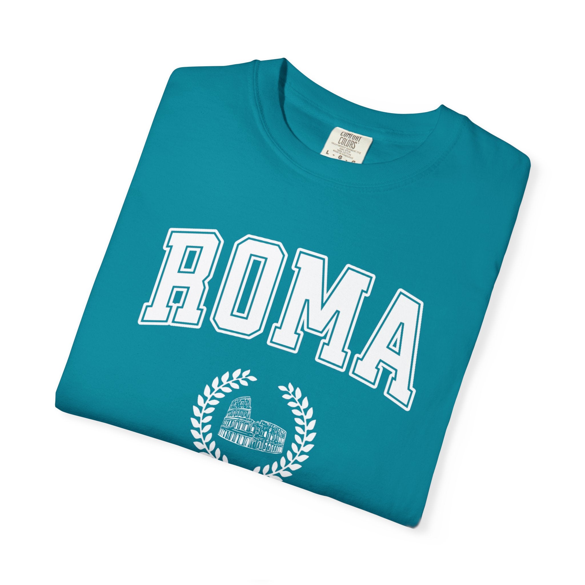 Roma College-Style T-Shirt — Vintage Italian Travel Tee with Colosseum graphic